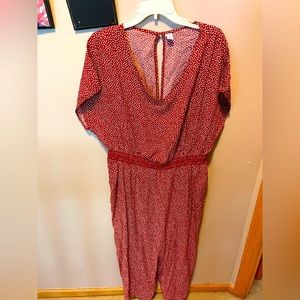 Old navy Petite L Red Polka Dot Jumpsuit